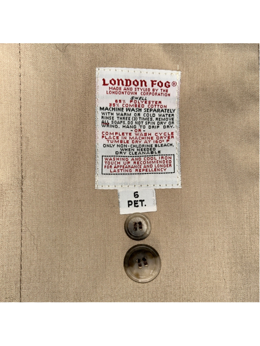 London Fog Womens 6 Petite Beige Vintage DBL Breasted Trench Coat - Picture 4 of 16
